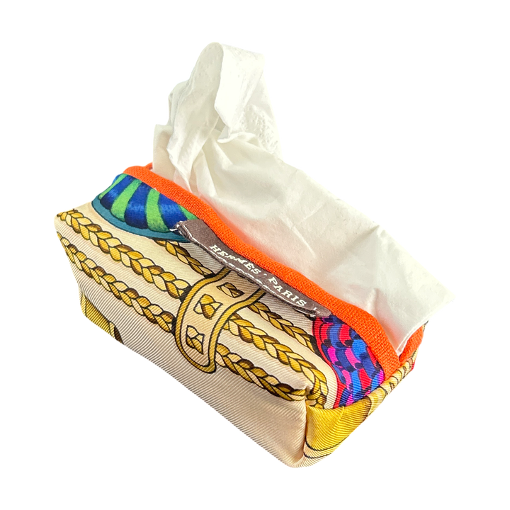 Hermes Rubans du Cheval Blanc Scarf | Travel Tissue Pouch