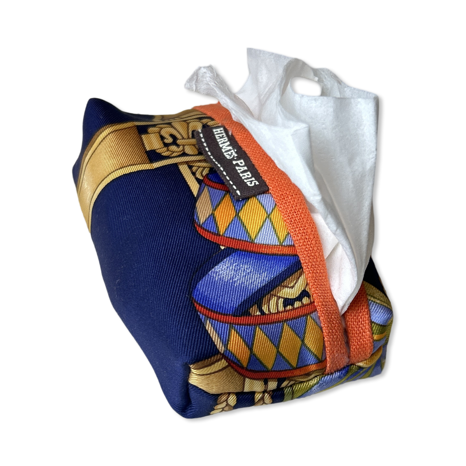 Hermes Rubans du Cheval Scarf | Travel Tissue Pouch at VintageLuxeUp.com