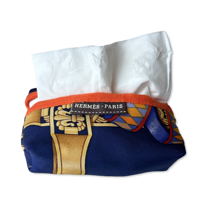 Hermes Rubans du Cheval Scarf | Travel Tissue Pouch at VintageLuxeUp.com