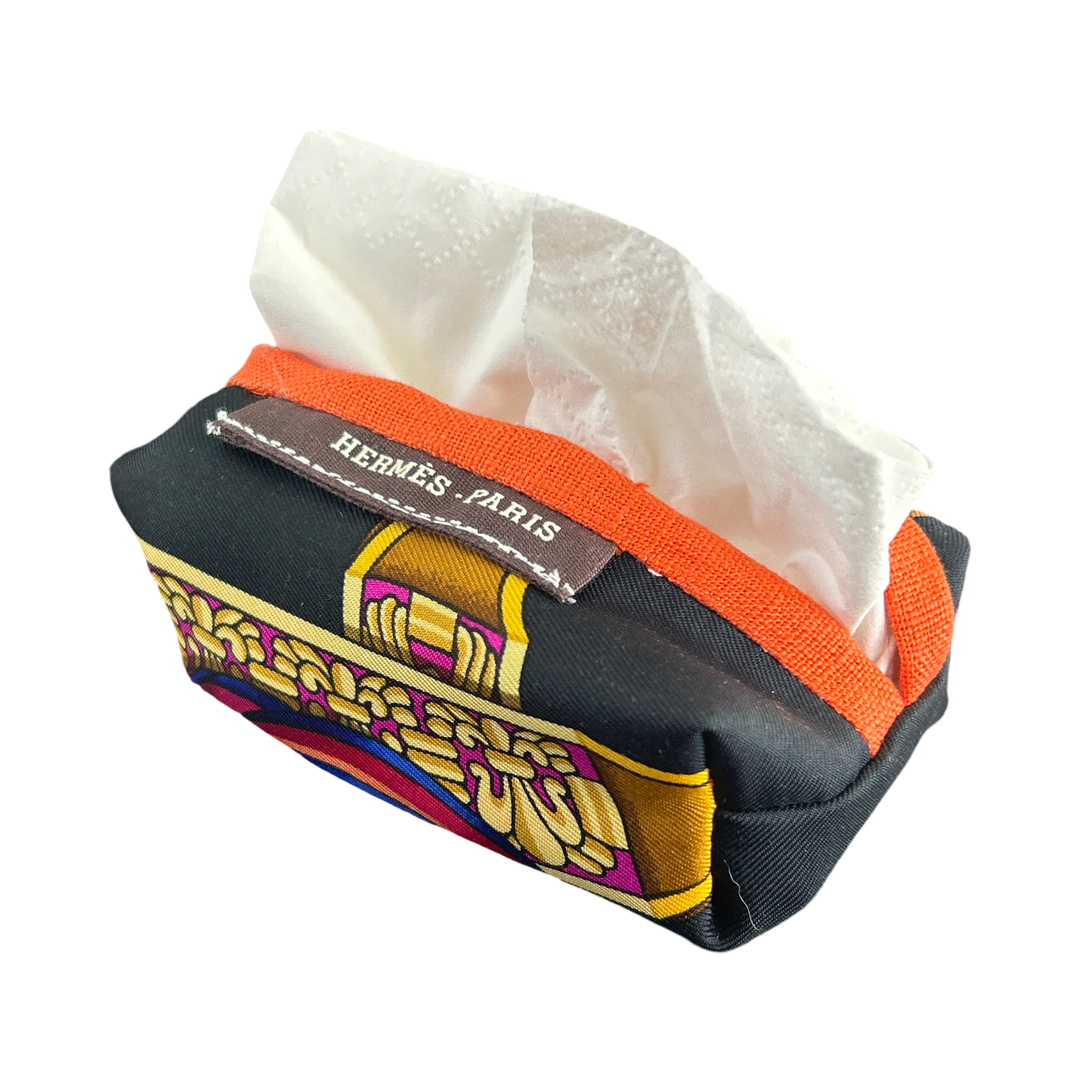 Hermes Rubans du Cheval Black Scarf | Travel Tissue Pouch