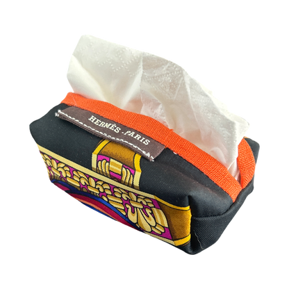 Hermes Rubans du Cheval Black Scarf | Travel Tissue Pouch