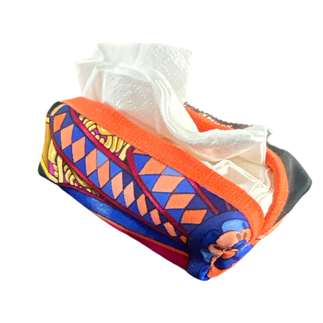 Hermes Rubans du Cheval Black Scarf | Travel Tissue Pouch