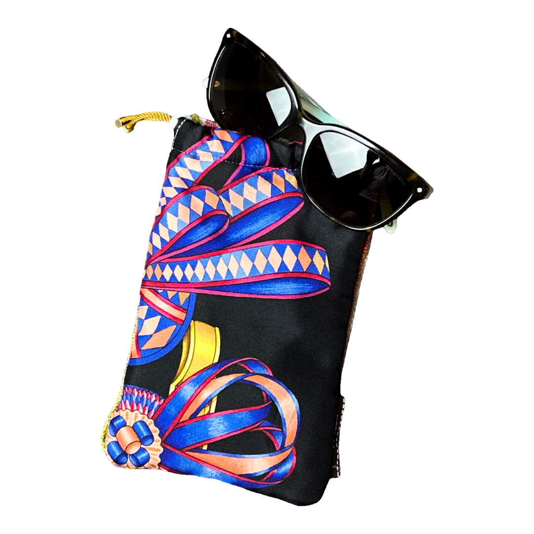 Hermes Rubans du Cheval Scarf Drawstring Eyewear Pouch at Vintage Luxe Up