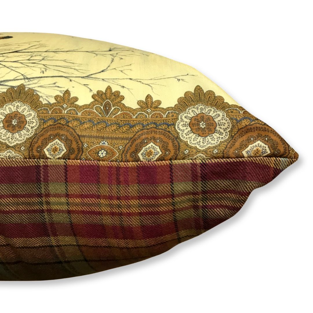 Hunting Scene Vintage Silk Scarf Pillow 30"