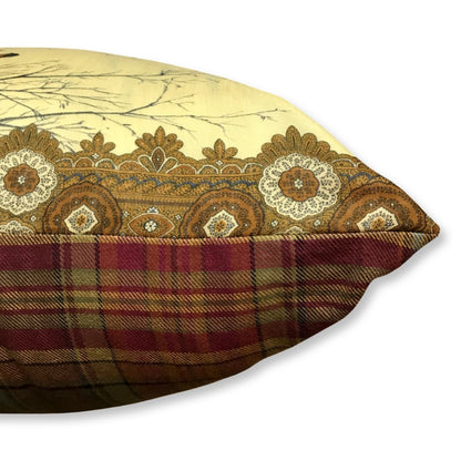 Hunting Scene Vintage Silk Scarf Pillow 30"
