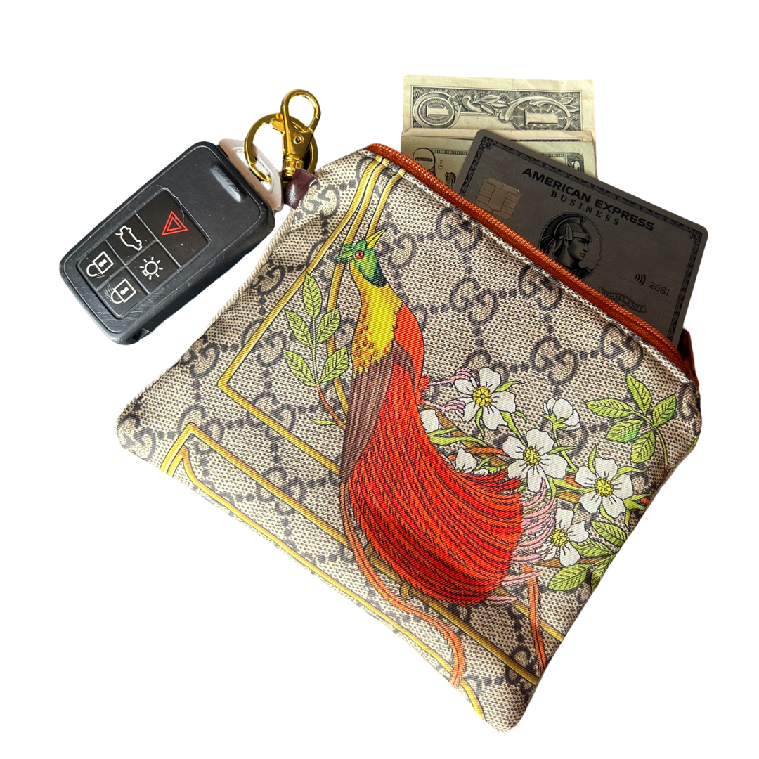 Gucci GG Lattice Floral Scarf | Gucci Keychain Bag exclusively at Vintage Luxe Up