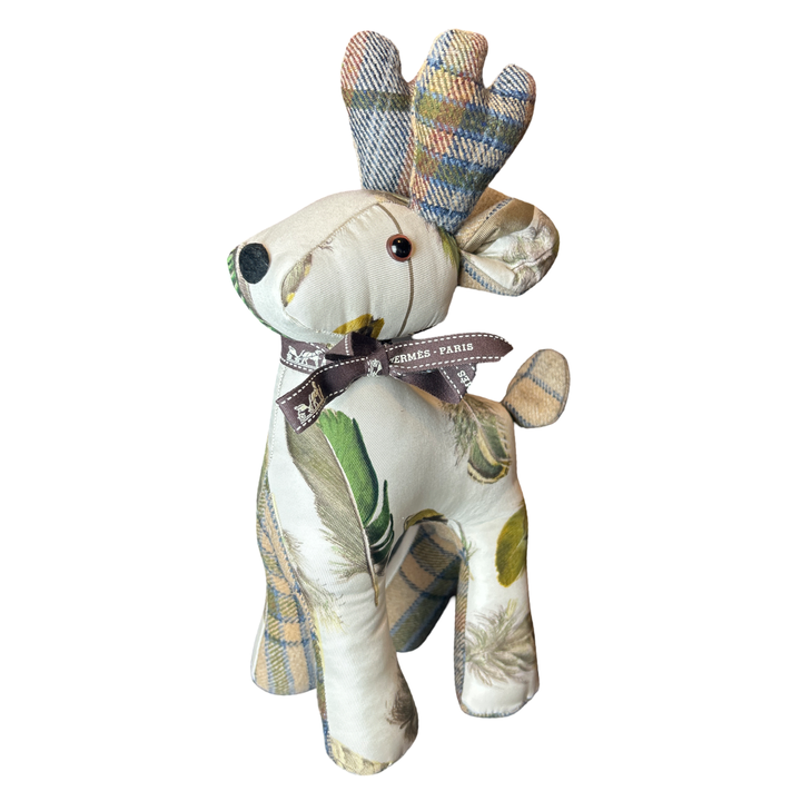 Hermes Les Plumes Scarf Patchwork Reindeer at VintageLuxeUp.com