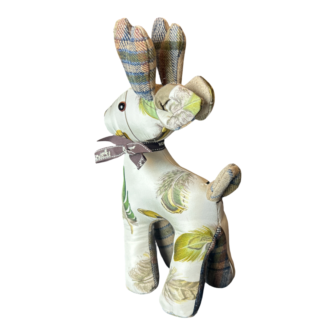 Hermes Les Plumes Scarf Patchwork Reindeer at VintageLuxeUp.com