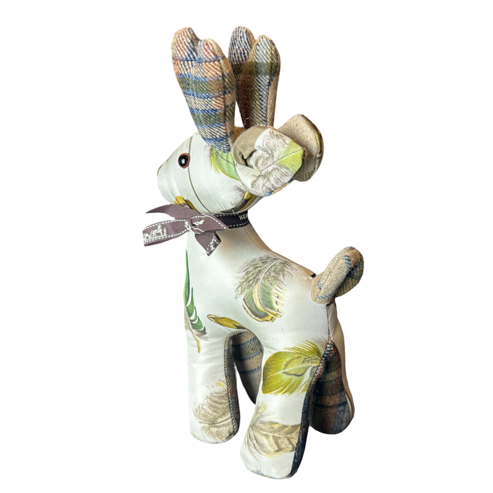 Hermes Les Plumes Scarf Patchwork Reindeer at VintageLuxeUp.com