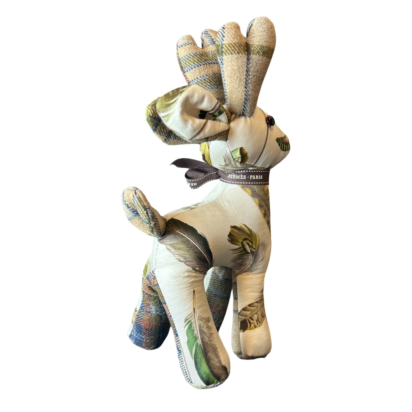 Hermes Les Plumes Scarf Patchwork Reindeer at VintageLuxeUp.com