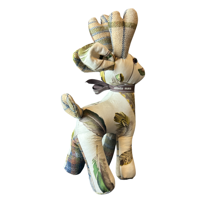 Hermes Les Plumes Scarf Patchwork Reindeer at VintageLuxeUp.com