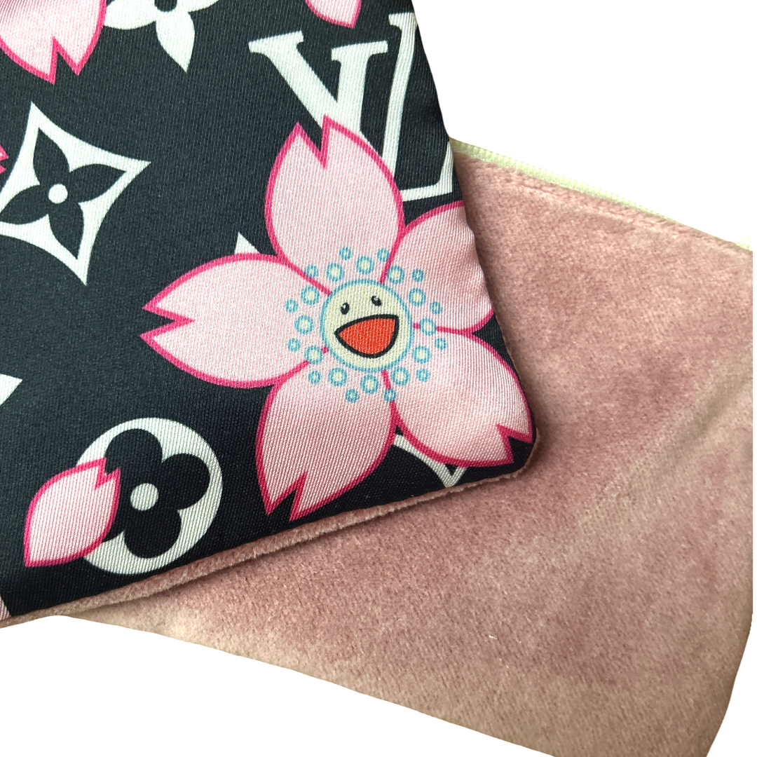 LV Monogram Flower Vintage Silk Scarf Coffee Run Keychain Bag