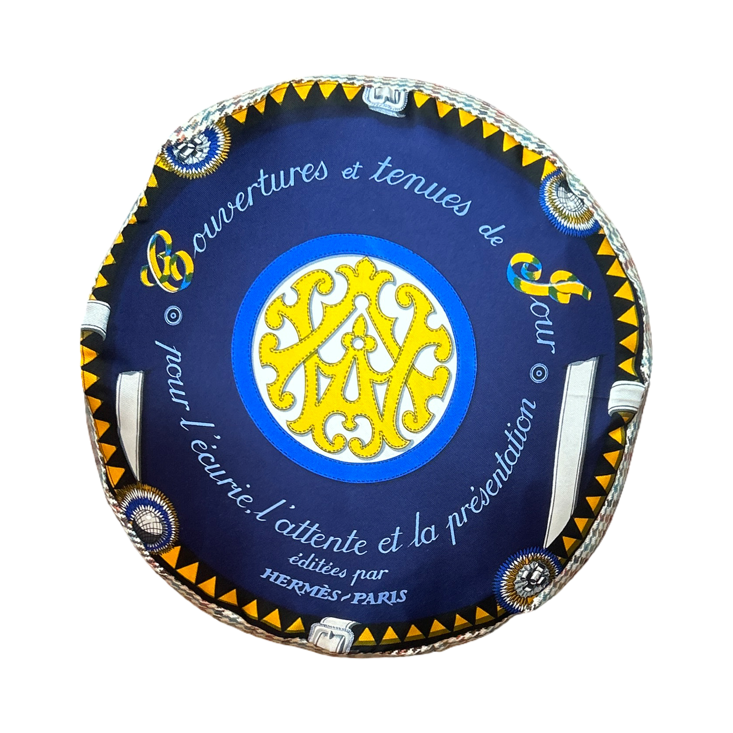 HERMES Couvertures et Tenues du Jour Silk Scarf Pillow Cover throw pillow decorative pillow 