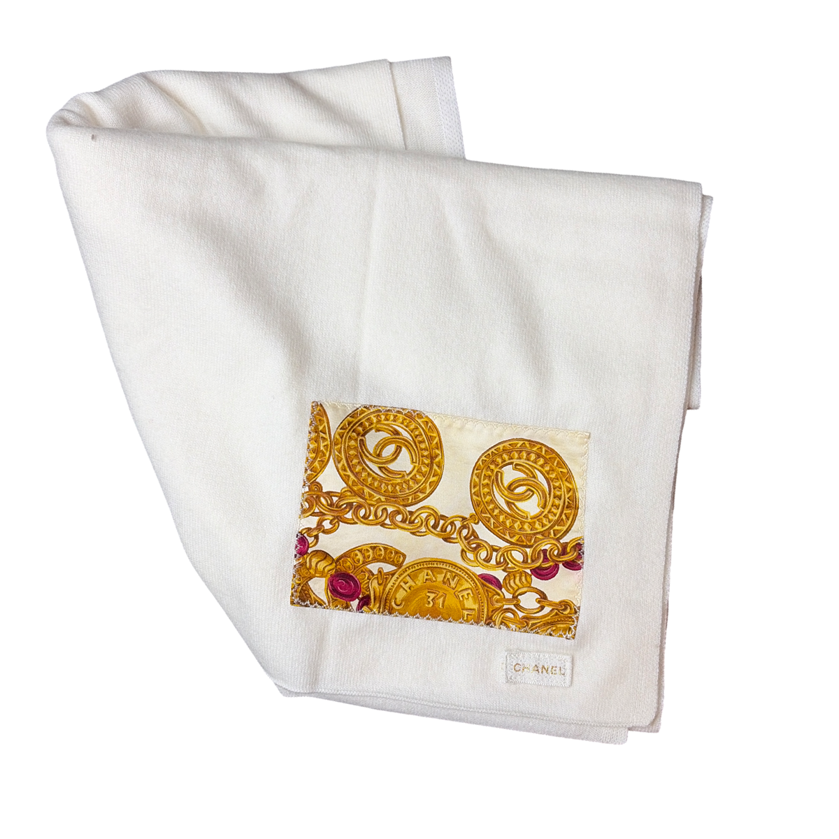 chanel cc gold coin scarf | cashmere shawl