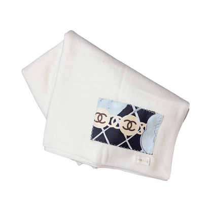 CC Camellia Noir Vintage Silk Scarf & Cashmere Shawl