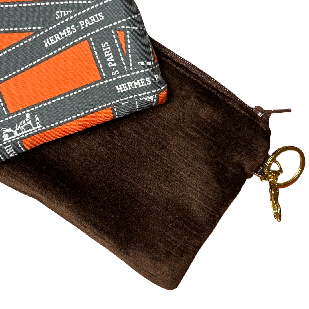 Bolduc Ribbon Orange Vintage Silk Scarf Coffee Run Keychain Bag