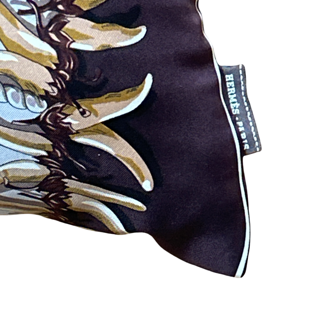 Aux Pays des Epices Vintage Silk Scarf Lumbar Pillow 35"