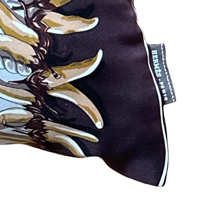 Aux Pays des Epices Vintage Silk Scarf Lumbar Pillow 35"