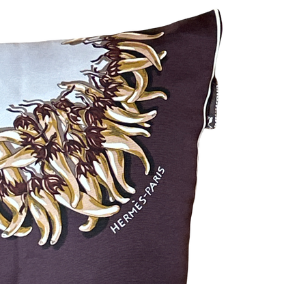 Aux Pays des Epices Vintage Silk Scarf Lumbar Pillow 35"