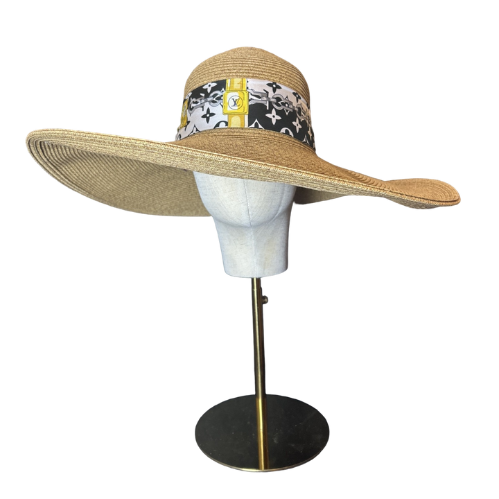 Louis Vuitton Monogram Scarf Straw Hat exclusively at Vintage Luxe Up