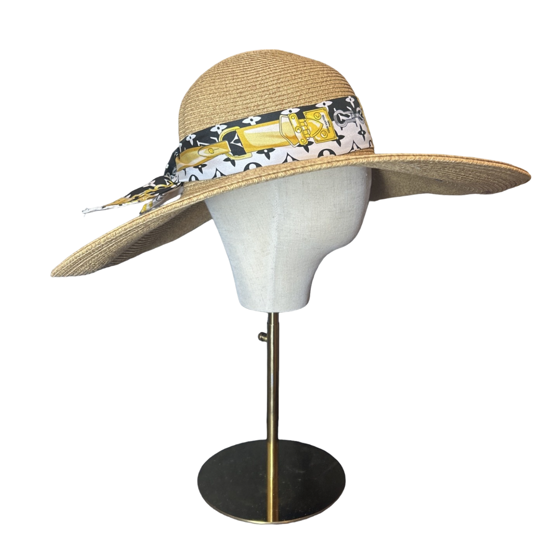 Louis Vuitton Monogram Scarf Straw Hat exclusively at Vintage Luxe Up