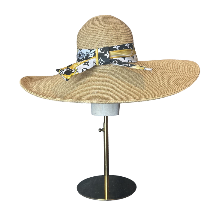 Louis Vuitton Monogram Scarf Straw Hat exclusively at Vintage Luxe Up
