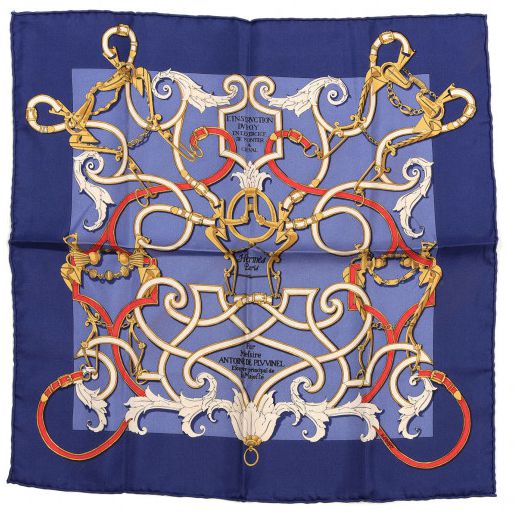 Instruction du Roy Blue Vintage Silk Scarf Pillow 17"