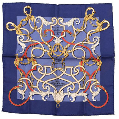 Instruction du Roy Blue Vintage Silk Scarf Pillow 17"