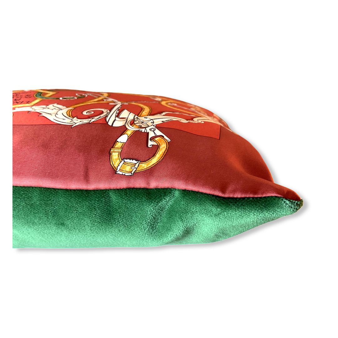 Instruction du Roy Vintage Silk Scarf Pillow 17"