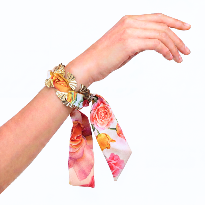 Roses Vintage Scarf Cuff Bracelet