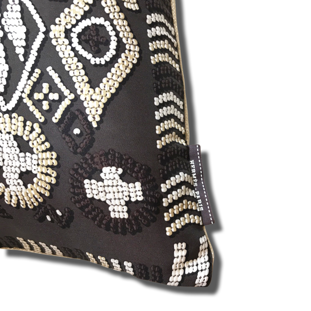 Kelly en Perles Chocolate Vintage Silk Scarf Pillow 17"