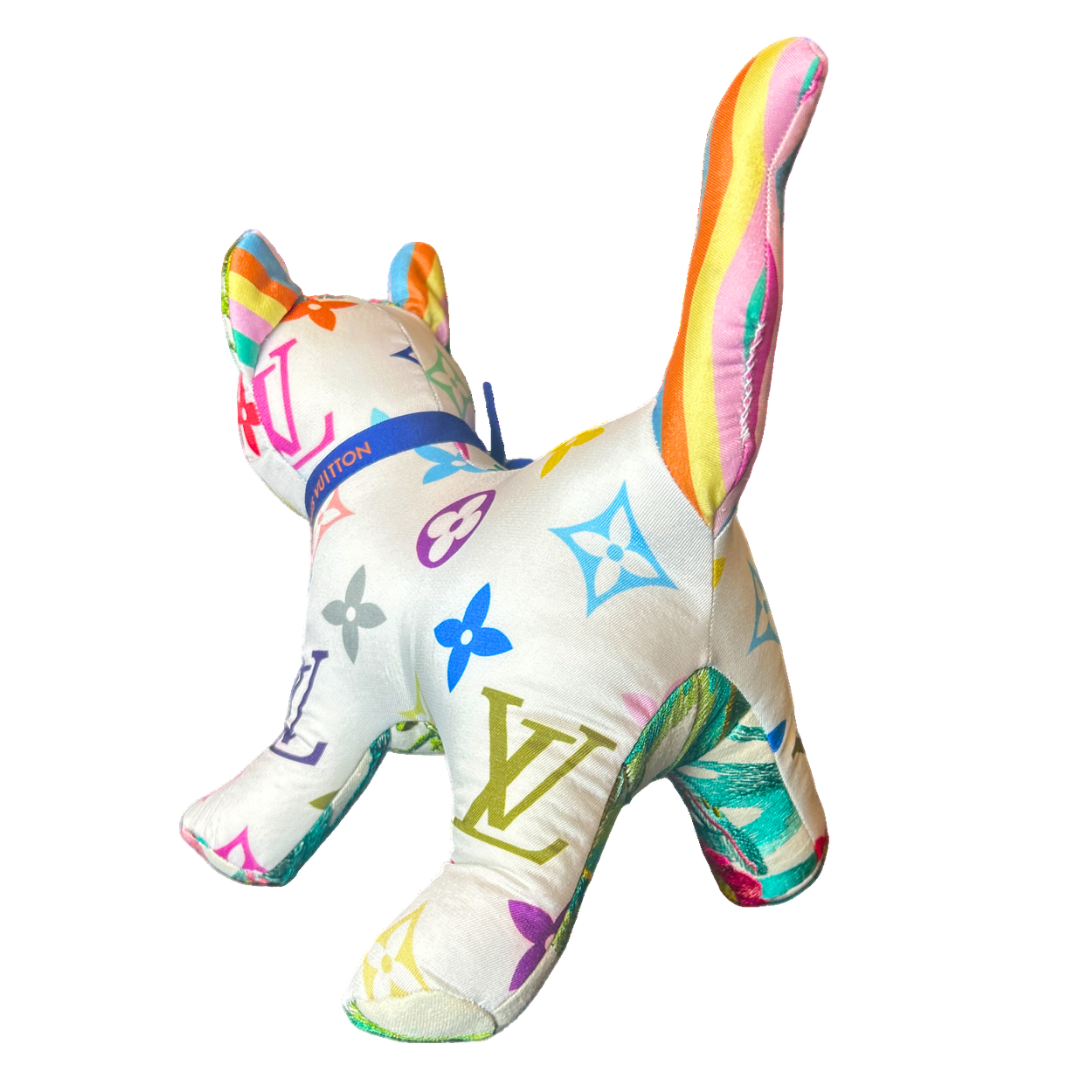 LV Monogram Vintage Silk & Wool Scarf Charming Kitten