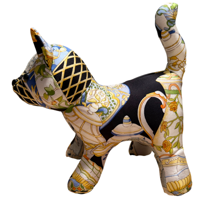 Chinoiserie Temple Jar Vintage Silk Scarf Charming Kitten