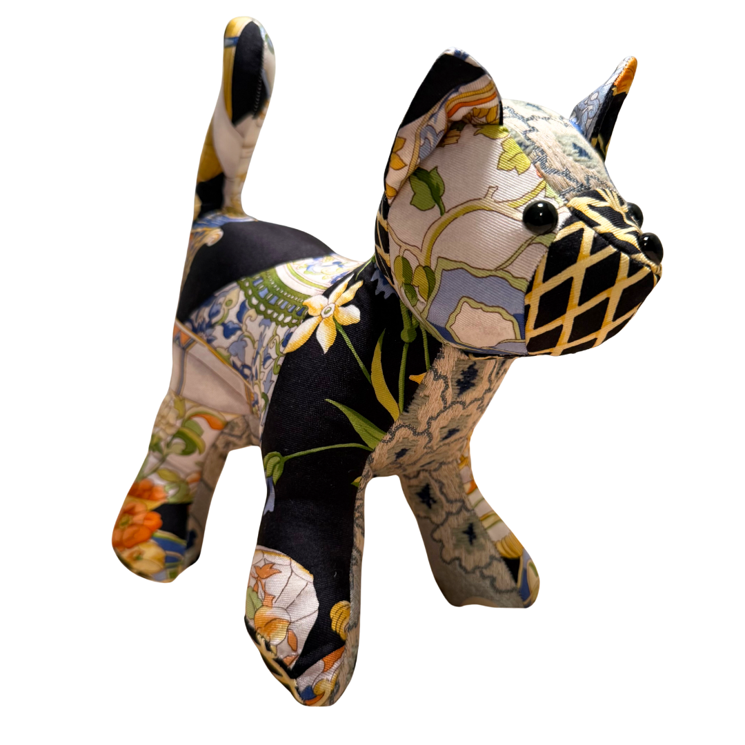 Chinoiserie Temple Jar Vintage Silk Scarf Charming Kitten