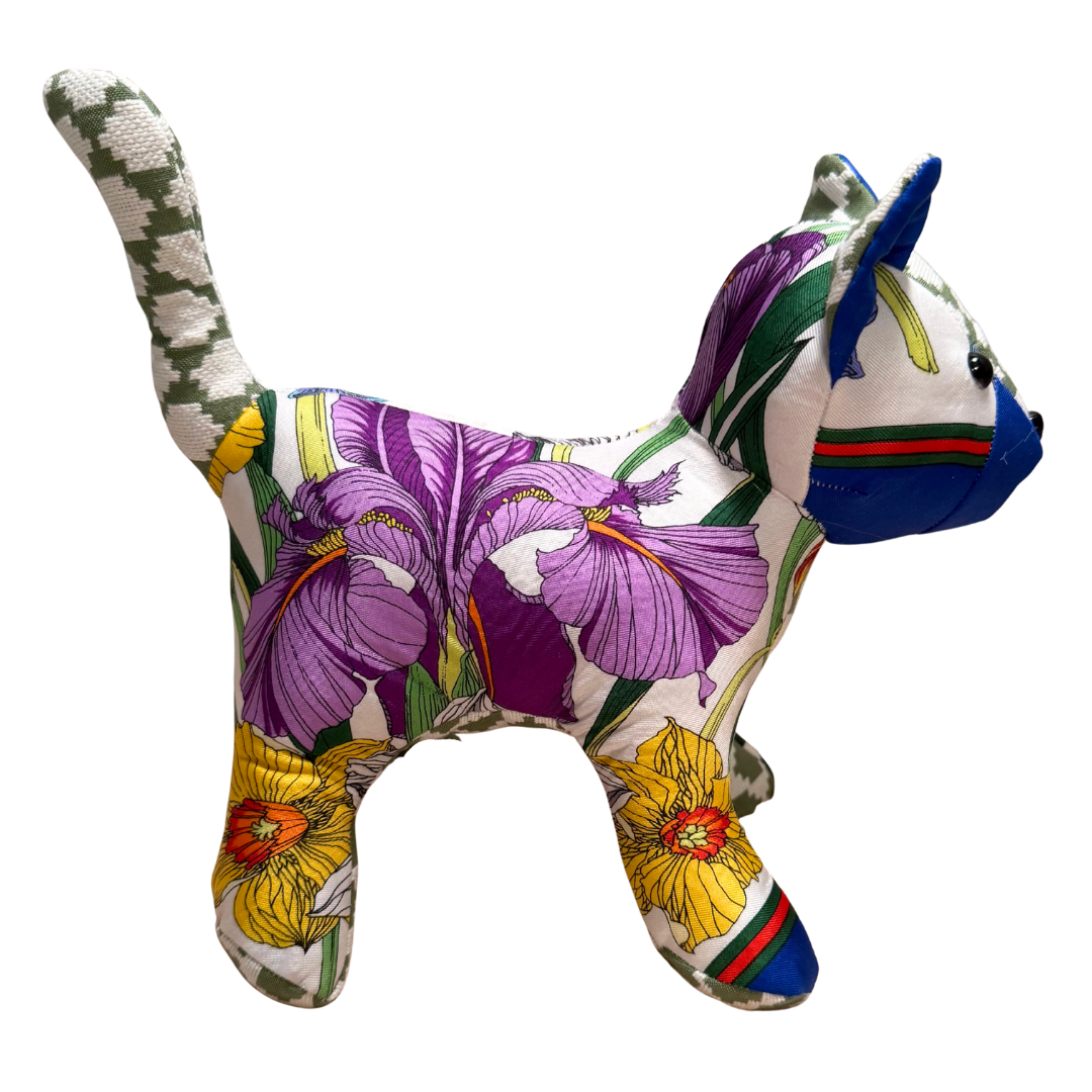 Iris Floral Vintage Silk Scarf Charming Kitten