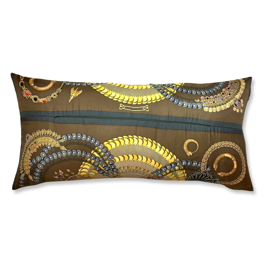 Kosmima Vintage Silk Scarf Lumbar Pillow 35"
