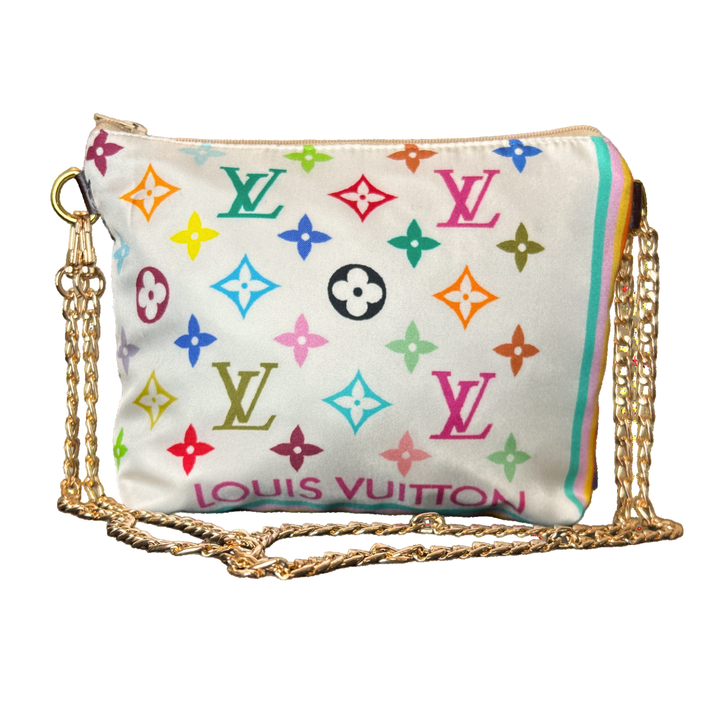 LV Murakami Monogram Vintage Silk Scarf Crossbody Bag