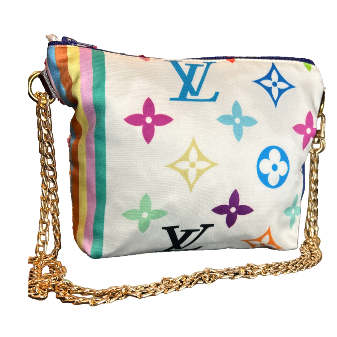 LV Murakami Monogram Vintage Silk Scarf Crossbody Bag