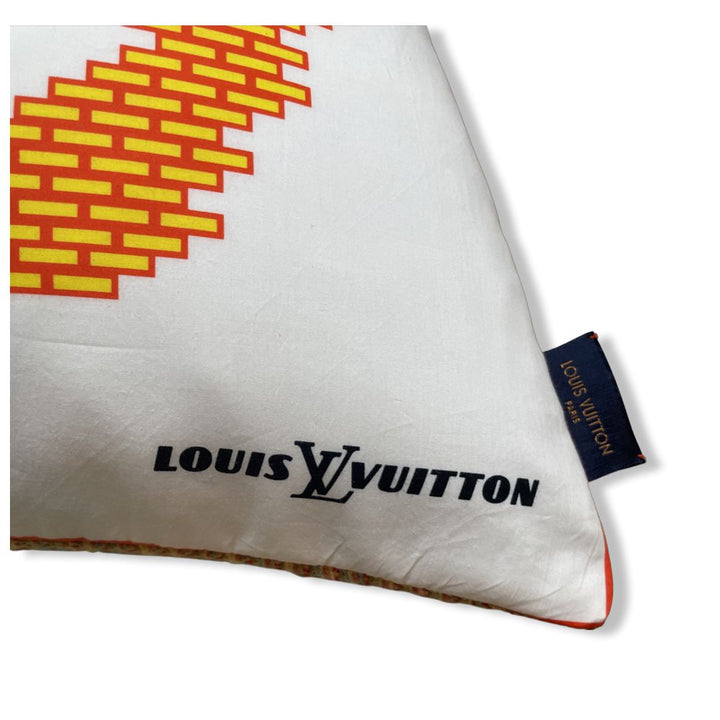 LV Logo Cotton Vintage Scarf Pillow 22"