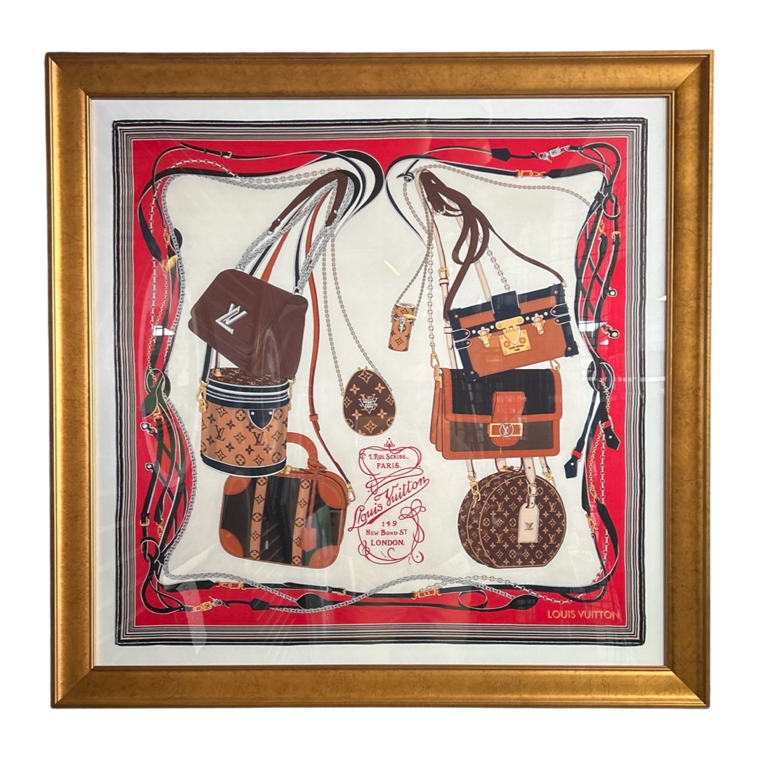 LOUIS VUITTON LV Treasure Framed Vintage Silk Scarf Louis Vuitton