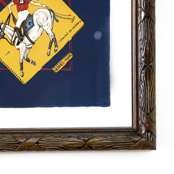 Le Monde de Polo Framed Vintage Silk Scarf 20"