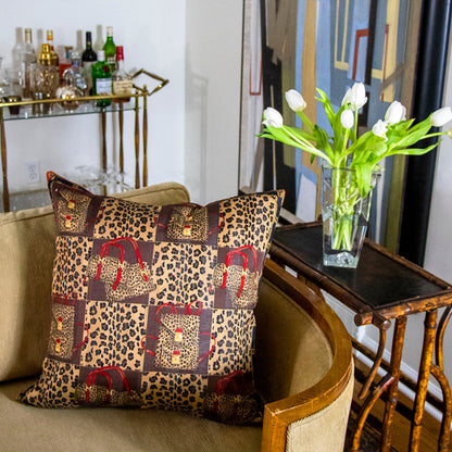 Leopard Vintage Scarf Camouflage Pillow 22"
