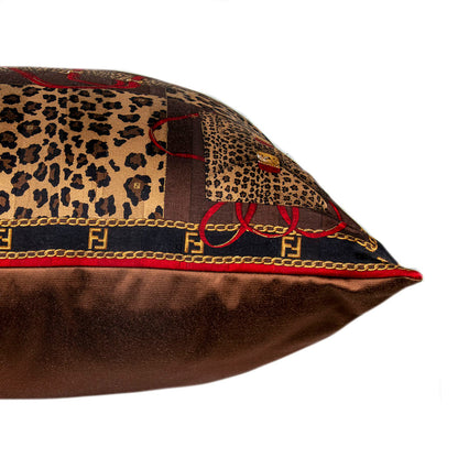 Leopard Vintage Scarf Camouflage Pillow 22"