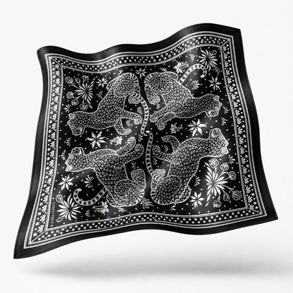 HERMES Leopards Bandana Vintage Hermes Framed Scarf