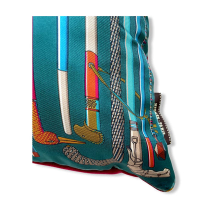 Les Cannes Vintage Silk Scarf Pillow 17"
