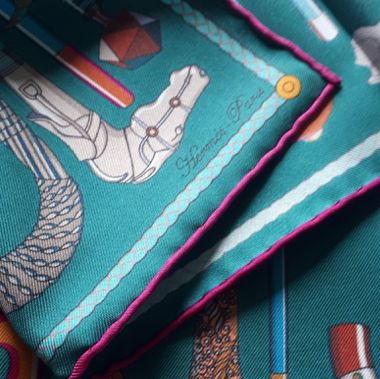 Les Cannes Vintage Silk Scarf Pillow 17"