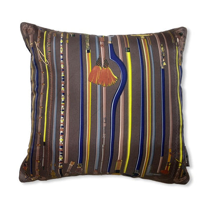 Vintage Hermes Pillow Les Cannes Vintage Silk Scarf Pillow 17" at Vintage Luxe Up