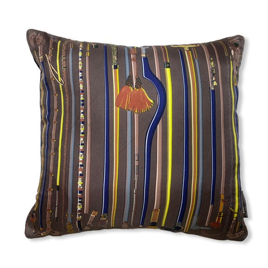 Vintage Hermes Pillow Les Cannes Vintage Silk Scarf Pillow 17" at Vintage Luxe Up