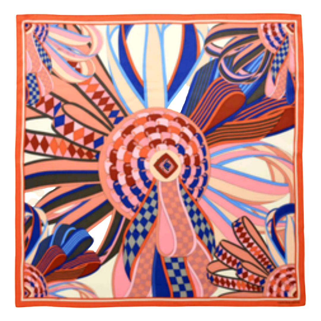 Les Flots du Cheval Silk Scarf Pillow Cover 28"
