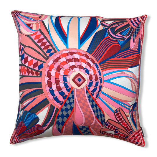 Vintage Hermes Pillow Les Flots du Cheval Silk Scarf Pillow Cover 28" at Vintage Luxe Up
